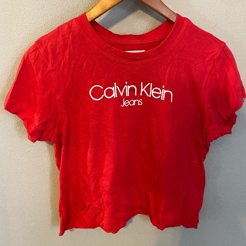Red Calvin Klein Crop Top T-Shirt